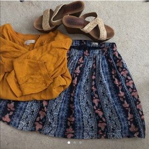 Hollister Navy Floral Pattern Skirt